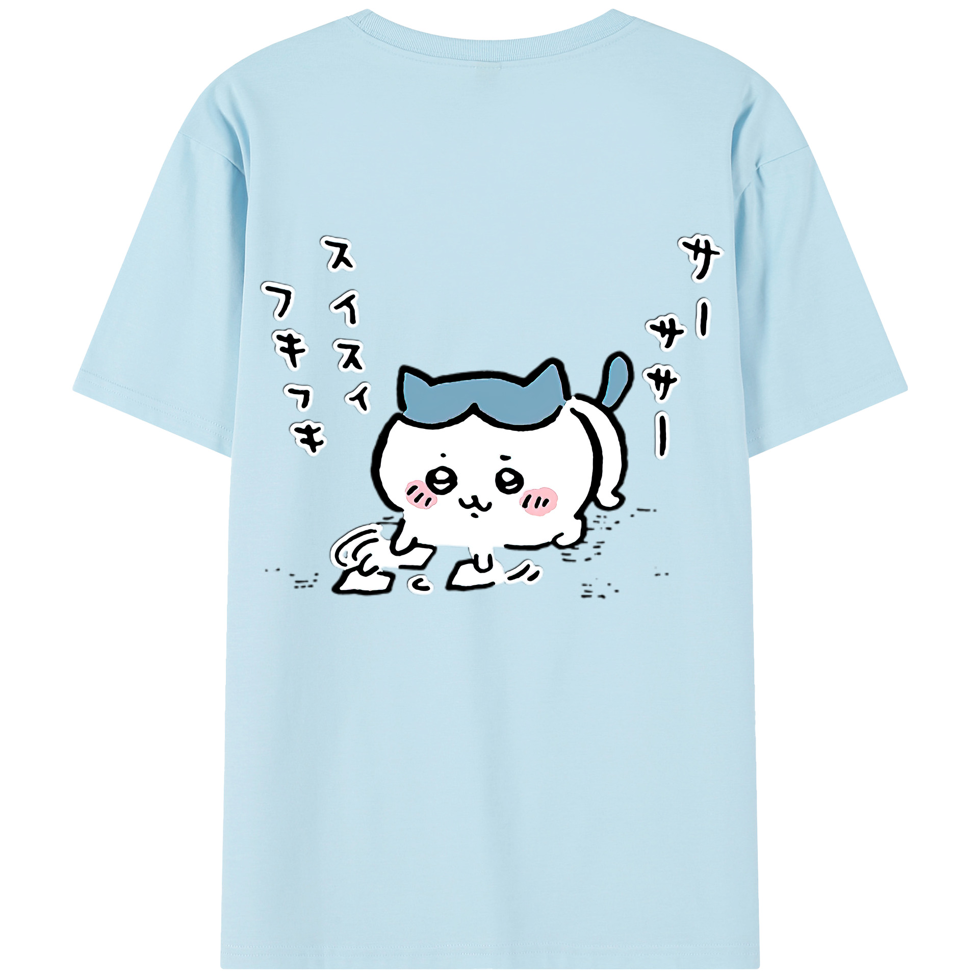 （画像用） ちいかわ ハチワレ Chii-kawa hachiware 綿100％半袖Tシャツ（背面プリント）